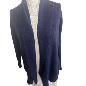 Coldwater Creek Cozy Navy Blue Cardigan-Merino Wool Blend- Womens Size Large